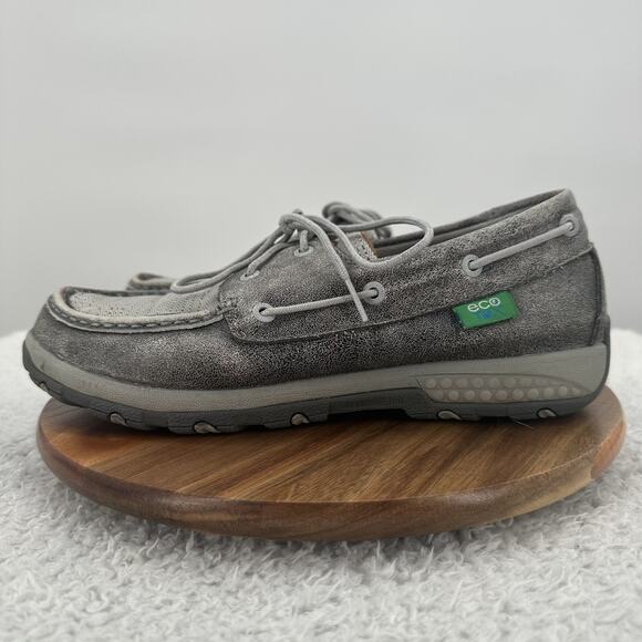 Twisted X Shoe Womens 10 M Gray Boat Shoe Driving Moc Leather Comfort Western - Picture 4 of 11